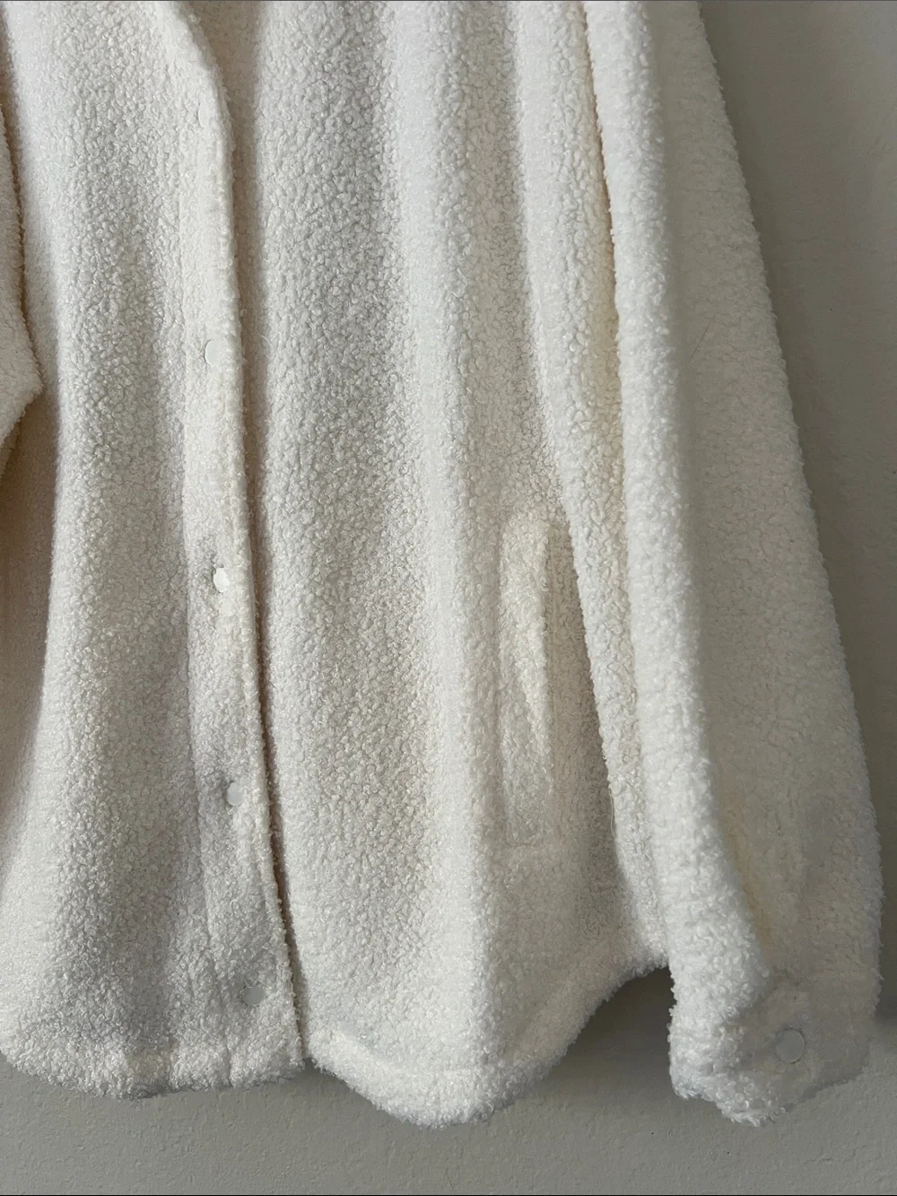 NWT YITTY  Sherpa Button-Front Teddy Shacket Baddie To The Bone (Cream) XL